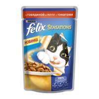 Корм для кошек Felix Sensation говядина, томаты, 85 г