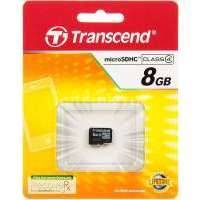 Карта памяти microSDHC TRANSCEND 8 ГБ, Class 4, , 1 шт. TS8GUSDC4