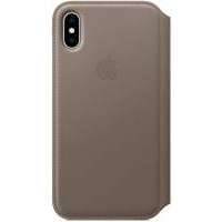 Клип-кейс Apple Leather Folio для iPhone X (платиново-серый)