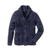 Кардиган Regular Fit с узором косичка (темно-синий меланж) 