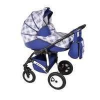 Коляска 2 в 1 Alis Mateo 17, цвет: серая клетка/синий 
