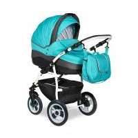 Коляска 2 в 1 Indigo CAMILA 17, цвет: бирюзовый/графит 