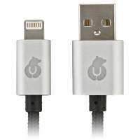 Кабель uBear Lightning, 1 м, тканевая оплётка, черный 