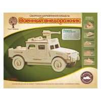 Сборная деревянная модель Wooden Toys Военный внедорожник малый 
