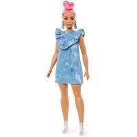Кукла Barbie "Игра с модой" в джинсовом платье и с розовыми волосами, 29 см 