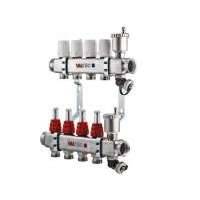 Коллекторный блок Valtec 1" x 3/4", "евроконус" со встроенными расходомерами на 7 контуров VTc.586.EMNX.0607