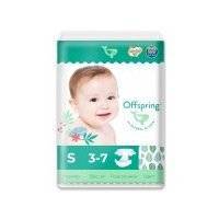 Подгузники Offspring (3-7 кг), размер S, 48 шт., Листочки OF01S48L