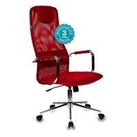 Кресло руководителя БЮРОКРАТ , на колесиках, сетка, красный KB-9N/R/TW-97N