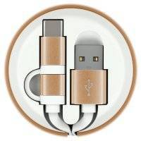 Кабель USB Type-C InterStep MicroUSB+TypeC USB 0,9м White/Gold
