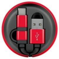 Кабель USB Type-C InterStep MicroUSB+TypeC USB 0,9м Black/Red