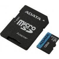 Карта памяти 128Gb - A-Data Premier - Micro Secure Digital XC Class 10 UHS-I AUSDX128GUICL10A1-RA1 с переходником под SD (Оригинальная!) AUSDX128GUICL10A1-RA1