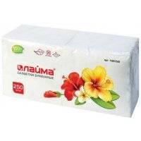 Салфетки бумажные 250 штук, 24х24 см, LAIMA, белые, 100% целлюлоза, 128728, 128728 128728