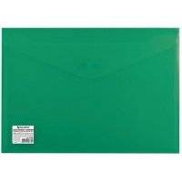 Папка-конверт с кнопкой BRAUBERG, А4, до 100 листов, непрозрачная, зеленая, сверхпрочная 0,2 мм, 221363 221363