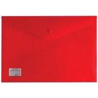 Папка-конверт с кнопкой BRAUBERG, А4, до 100 листов, непрозрачная, красная, сверхпрочная 0,2 мм, 221364 221364