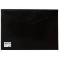 BRAUBERG Папка-конверт с кнопкой A4, пластик 200 мкм, черный 221361