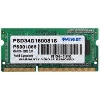 Оперативная память Patriot 4Gb DDR3 1600MHz PSD34G160081S RTL PC3-12800 CL11 SO-DIMM 204-pin 1.5В