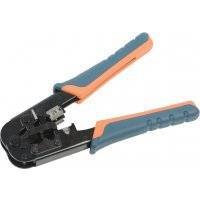 TM1-B10H ITK Инструмент обжимной для RJ45, RJ12, RJ11 без храпового мех. с прорезиненными ручками, сине-оранжевый IEK 