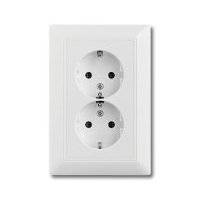 Basic55 2CKA002014A1462 Розетка двойная с заземляющим контактом (16 А, в сборе, скрытая установка, альпийский белый) ABB 