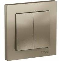 AtlasDesign ATN000552 Выключатель двухклавишный (10 А, в сборе, скрытая установка, шампань) Упаковка (10 шт.) Schneider Electric ATN000552 AtlasDesign