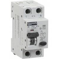 Generica MAD25-5-020-C-30 Автоматический выключатель дифференциального тока однополюсный+N 20А (тип AC, 4.5 кА) IEK MAD25-5-020-C-30