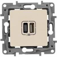 Etika 672336 Розетка USB (2xUSB, тип А-тип С, под рамку, скрытая установка, слоновая кость) Legrand 672336