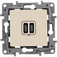 Etika 672335 Розетка USB (2xUSB, тип С-тип С, под рамку, скрытая установка, слоновая кость) Legrand 