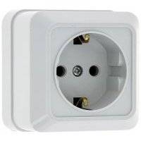 ENR16-028-10 Рим Розетка 1-местная 16А с заземлением белая EKF 