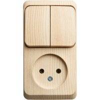 Этюд BPA16-205D Блок комбинированный (2 кл.+1 роз., 10+16 А, в сборе, открытая установка, сосна) Schneider Electric BPA16-205D