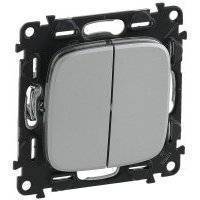 Valena Allure 752905 Выключатель двухклавишный (10 А, под рамку, скрытая установка, алюминий) Legrand 752905