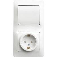 Glossa GSL000170 Блок комбинированный вертикальный (1 кл.+1 роз., 6+16 А, в сборе, с/у, з/к, шторки, белый) Schneider Electric GSL000170 Glossa