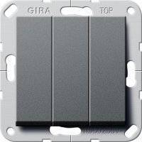 System55 283028 Выключатель трехклавишный (10 А, под рамку, скрытая установка, антрацит) Gira 