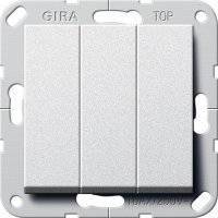 System55 283026 Выключатель трехклавишный (10 А, под рамку, скрытая установка, алюминий) Gira 