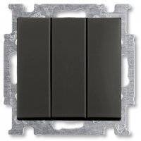 Basic55 2CKA001012A2173 Выключатель трехклавишный (16 А, под рамку, скрытая установка, chateau-черный) ABB 