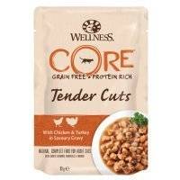 Влажный корм для кошек Wellness Core Tender Cuts Нежные Кусочки Курицы и Индейки в Пикантном Соусе 0,085 кг 