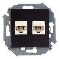 15 1591552-038 Розетка компьютерная (2хRJ45, cat.5e, AMP, под рамку, скрытая установка, графит) Упаковка (20 шт.) Simon 1591552-038