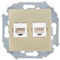 15 1591552-034 Розетка компьютерная (2хRJ45, cat.5e, AMP, под рамку, скрытая установка, шампань) Упаковка (20 шт.) Simon 1591552-034