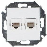 15 1591552-031 Розетка компьютерная (2хRJ45, cat.5e, AMP, под рамку, скрытая установка, слоновая кость) Упаковка (20 шт.) Simon