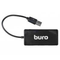USB-хаб Buro USB 2.0 на 4xUSB 2.0, 4 порта, BU-HUB4-U2.0-Slim Черный