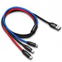 Кабель Cable Three Colors Series 3 in1 Lightning/Micro/Type-C 1.2M