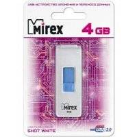 Флеш накопитель 4GB Mirex Shot, USB 2.0, Белый 
