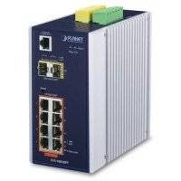Коммутатор промышленный управляемый Planet 8x10/100/1000T 802.3af PoE + 2x100/1000X SFP с расширенным диапазоном рабочих температур 