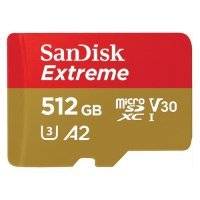 Карта памяти microSD UHS-I U3 SANDISK Extreme 512 ГБ, 160 МБ/с, Class 10, , 1 шт., переходник SD SDSQXA1-512G-GN6MA