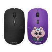 CANYON CND-CMSW401PB {wireless Optical Mouse with 4 buttons, DPI 800/1200/1600, 1 additional cover(Pig Boxer), black, 103*58*32mm, 0.087kg, 2.4GHz} CND-CMSW401PB