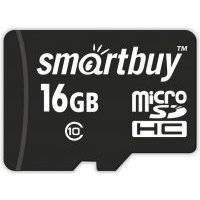 Карта памяти MicroSDHC Smartbuy 16GB Class10 с адаптером Black
