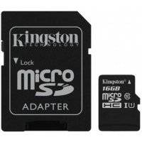 Micro SecureDigital 16Gb Kingston SDCS2/16GB {MicroSDHC Class 10 UHS-I, SD adapter} 