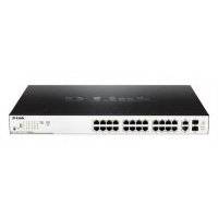 D-Link DGS-1100-26MP/C1A Настраиваемый коммутатор EasySmart с 24 портами 10/100/1000Base-T и 2 комбо-портами 100/1000Base-T/SFP (24 порта с поддержкой PoE 802.3af/802.3at (30 Вт), PoE-бюджет 370 Вт) 