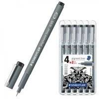 Ручки художественные капиллярные STAEDTLER "Pigment Liner", набор 6 шт., 0,05/0,1/0,2/0,3/0,5/0,8 мм, черные, 308 SB6P 