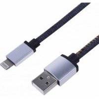 Кабель Rexant USB - Lightning iPhone тканевый, 1 м, черный 184248 18-4248