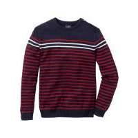 Пуловер Slim Fit (белый/темно-синий в полоску) 