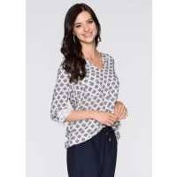 Блузка (белый/темно-синий с рисунком) 